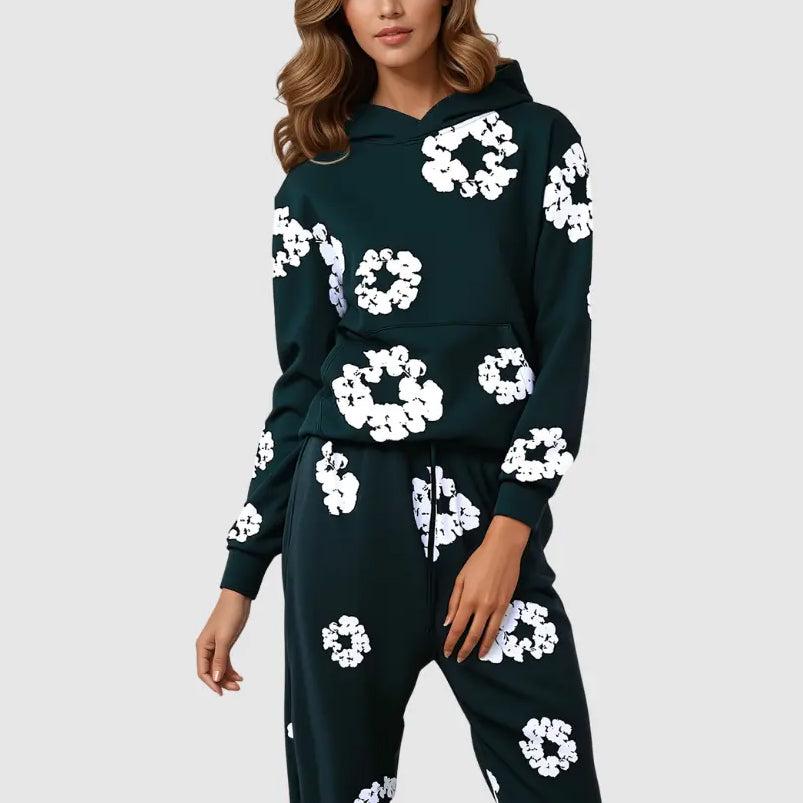 Sienna - Women's Floral Graphic Hoodie & Jogger Tracksuit