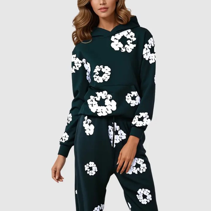 Sienna - Women's Floral Graphic Hoodie & Jogger Tracksuit