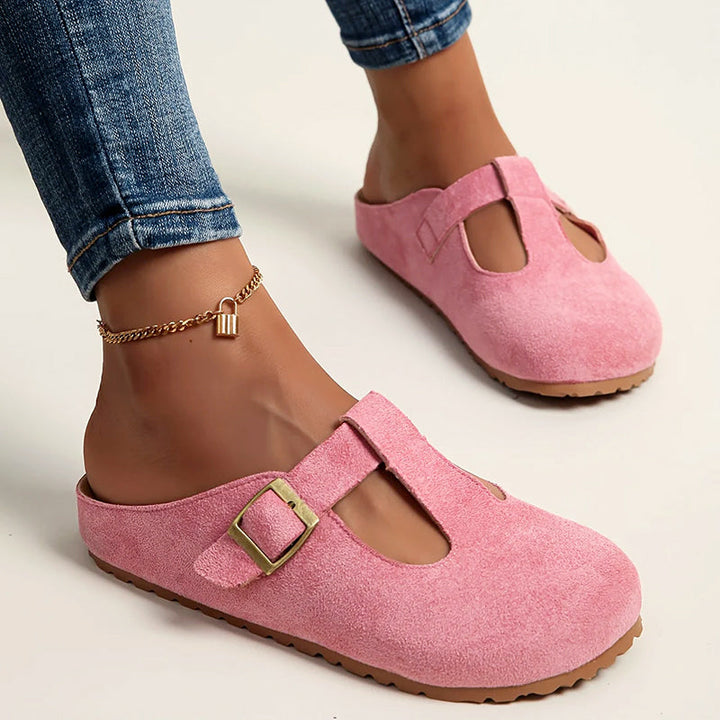 Skylar - Women’s Buckled Closed-Toe Mule Sandals