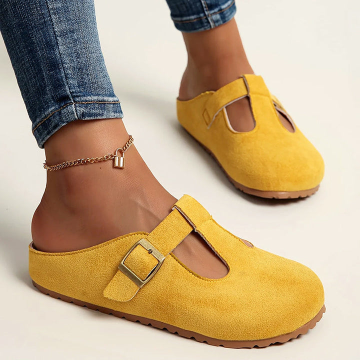 Skylar - Women’s Buckled Closed-Toe Mule Sandals