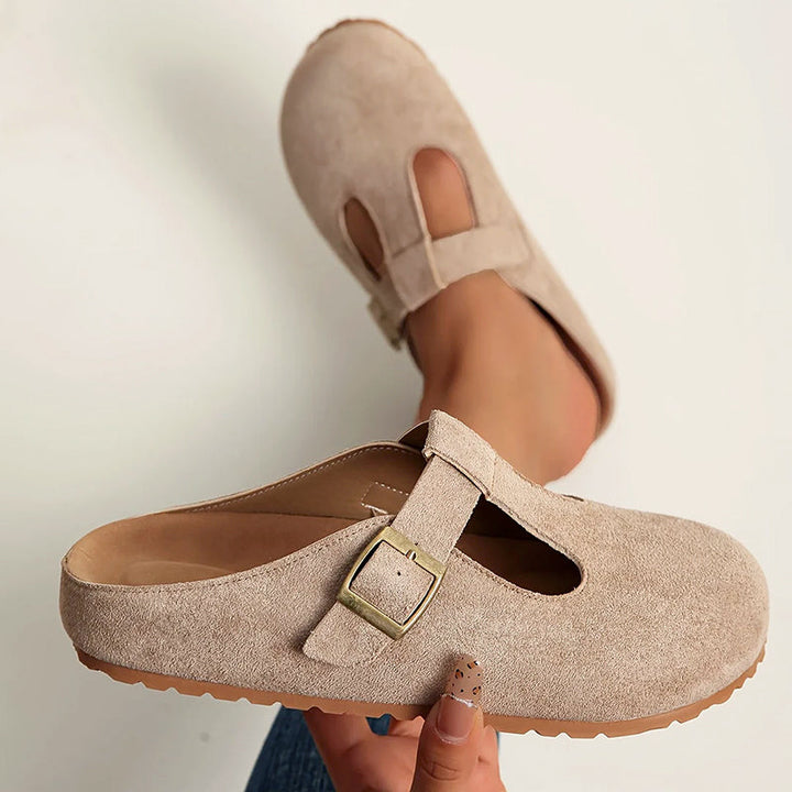Skylar - Women’s Buckled Closed-Toe Mule Sandals