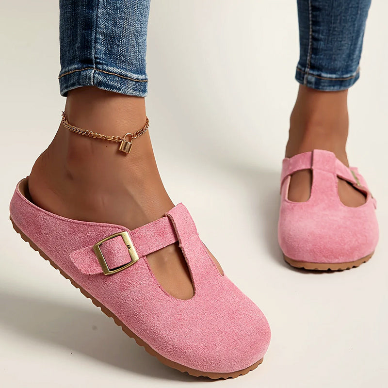 Skylar - Women’s Buckled Closed-Toe Mule Sandals