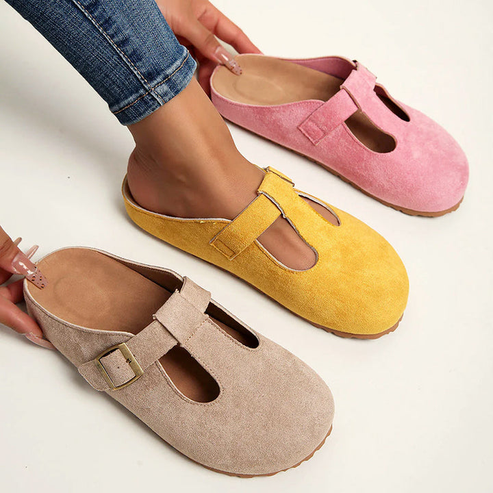 Skylar - Women’s Buckled Closed-Toe Mule Sandals