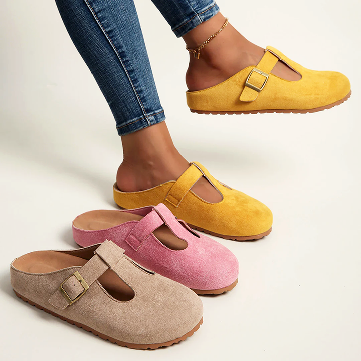 Skylar - Women’s Buckled Closed-Toe Mule Sandals