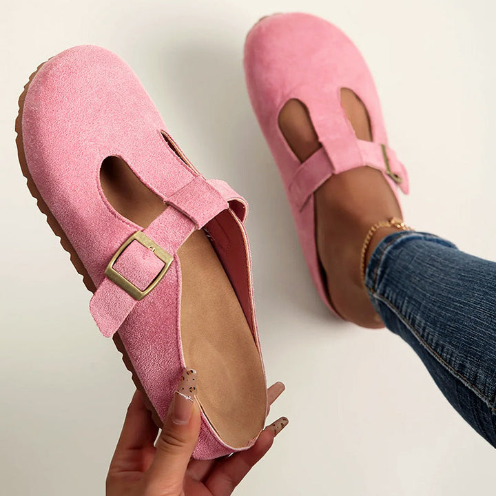 Skylar - Women’s Buckled Closed-Toe Mule Sandals