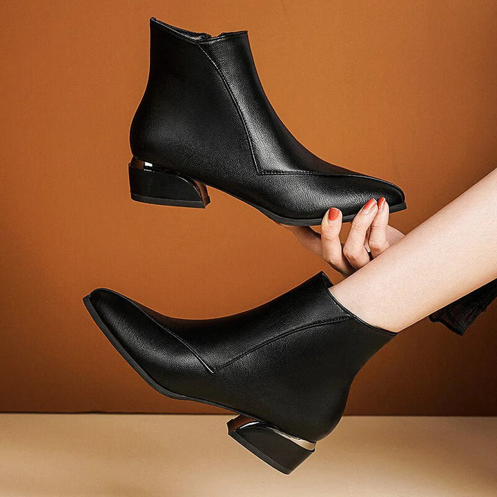 Sloane - Women's Pointed-Toe Ankle Boots with Hardware Accent