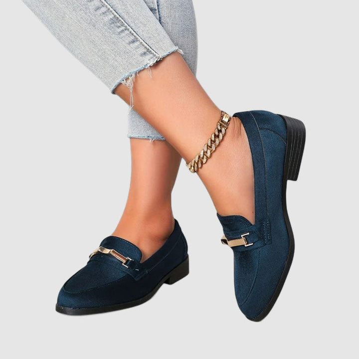 Sophia - Women's Metal Accent Suede Loafers