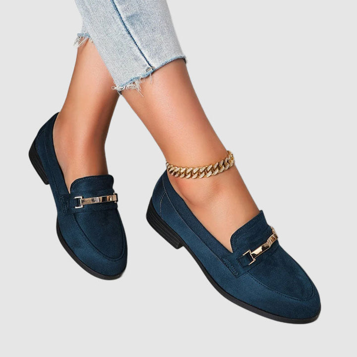 Sophia - Women's Metal Accent Suede Loafers