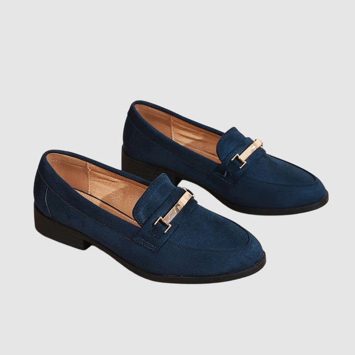Sophia - Women's Metal Accent Suede Loafers