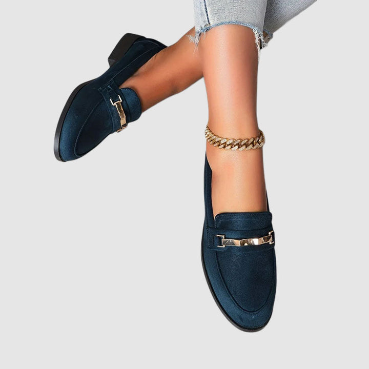 Sophia - Women's Metal Accent Suede Loafers