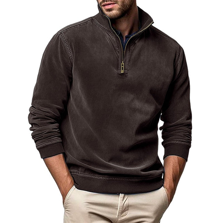 Sterling - Men's Faux Suede Quarter-Zip Sweatshirt