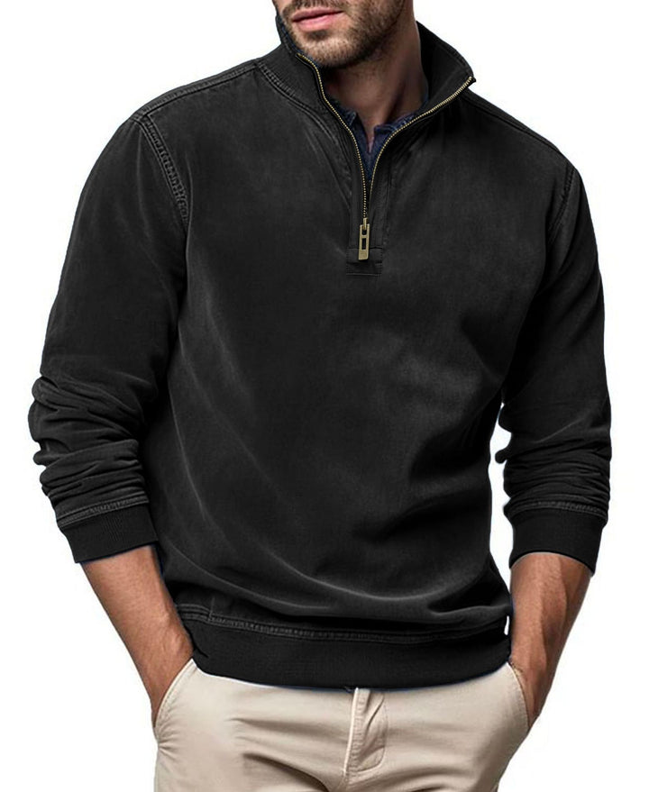 Sterling - Men's Faux Suede Quarter-Zip Sweatshirt