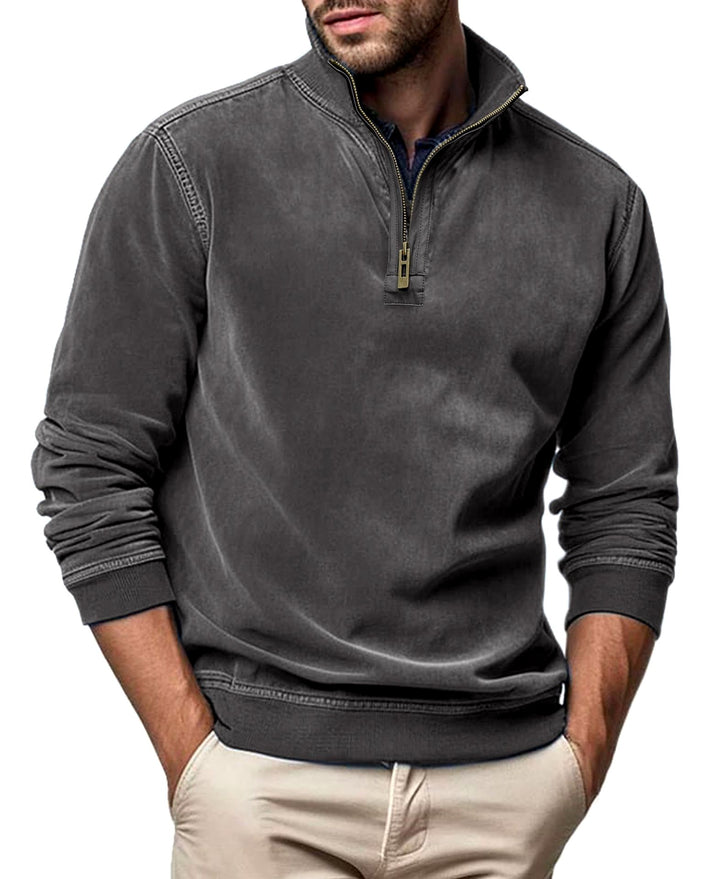Sterling - Men's Faux Suede Quarter-Zip Sweatshirt
