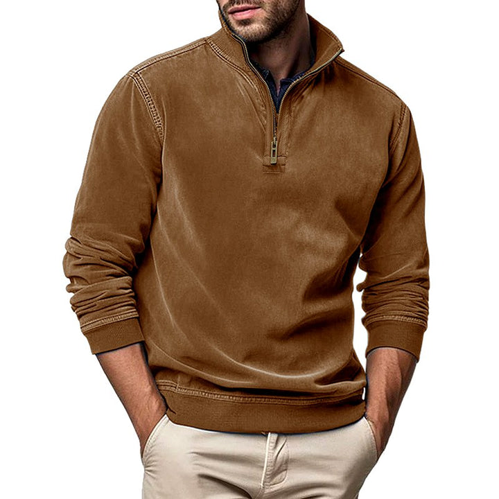 Sterling - Men's Faux Suede Quarter-Zip Sweatshirt