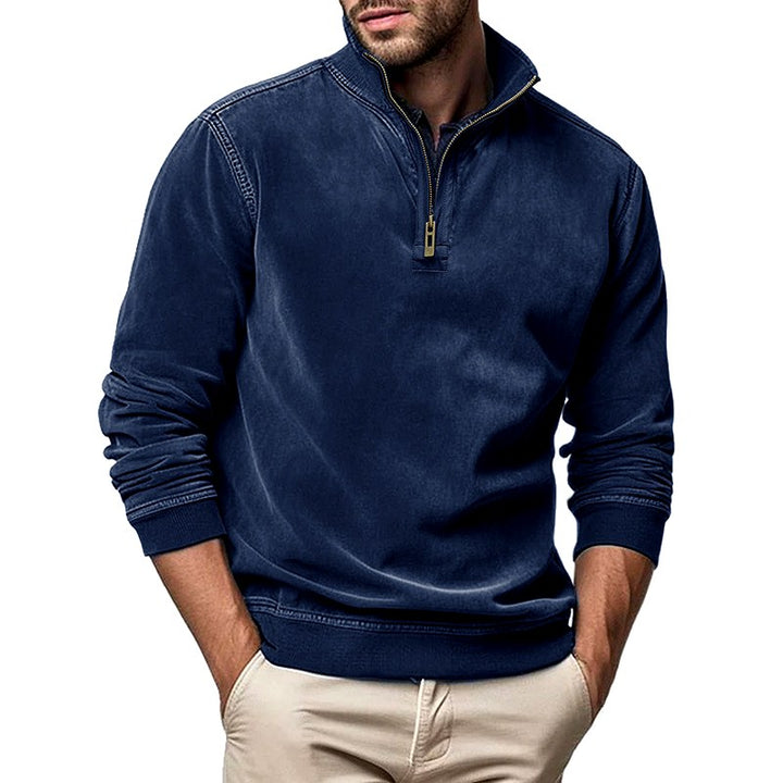 Sterling - Men's Faux Suede Quarter-Zip Sweatshirt