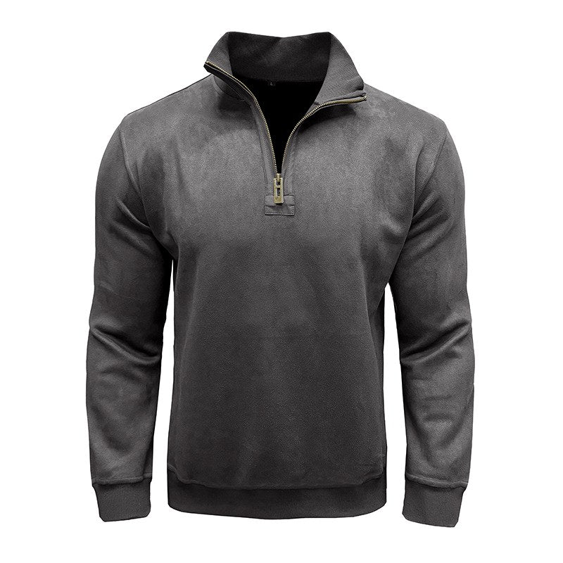 Sterling - Men's Faux Suede Quarter-Zip Sweatshirt