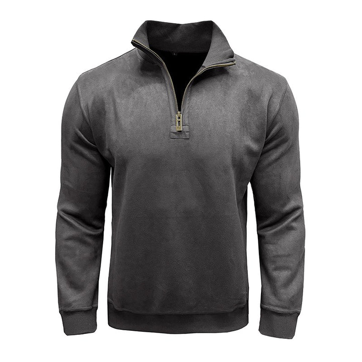 Sterling - Men's Faux Suede Quarter-Zip Sweatshirt