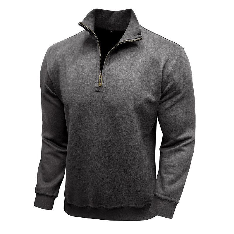 Sterling - Men's Faux Suede Quarter-Zip Sweatshirt