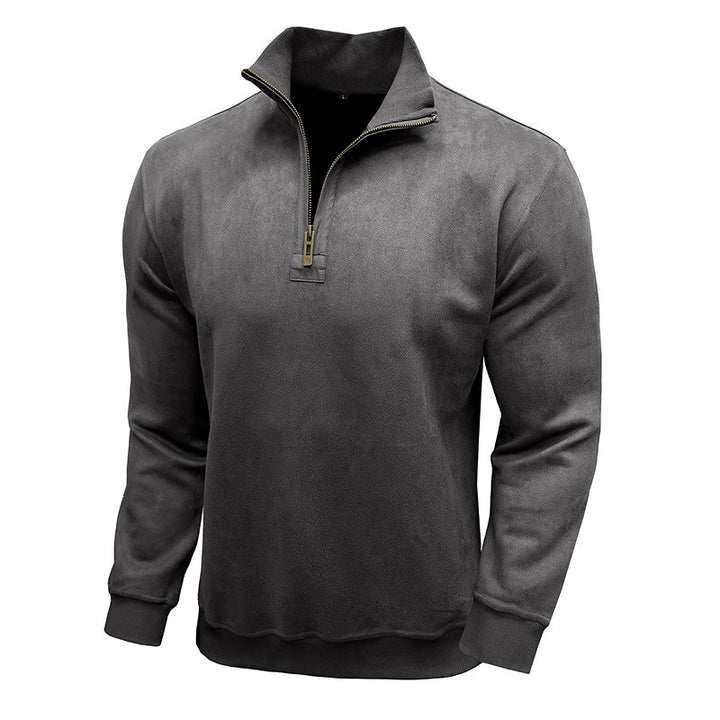 Sterling - Men's Faux Suede Quarter-Zip Sweatshirt