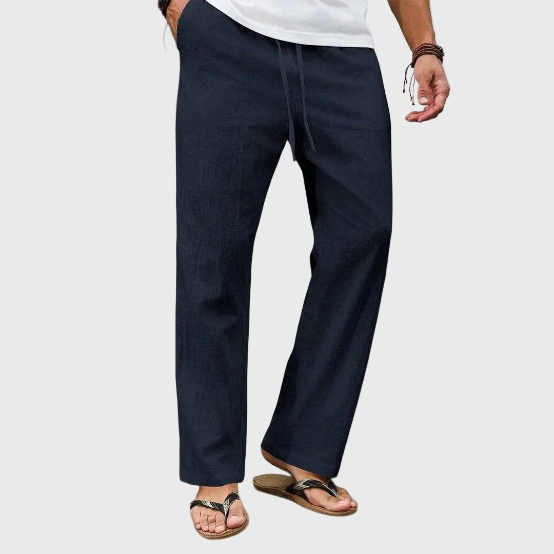Theodore - Men's Linen Drawstring Straight Leg Pants