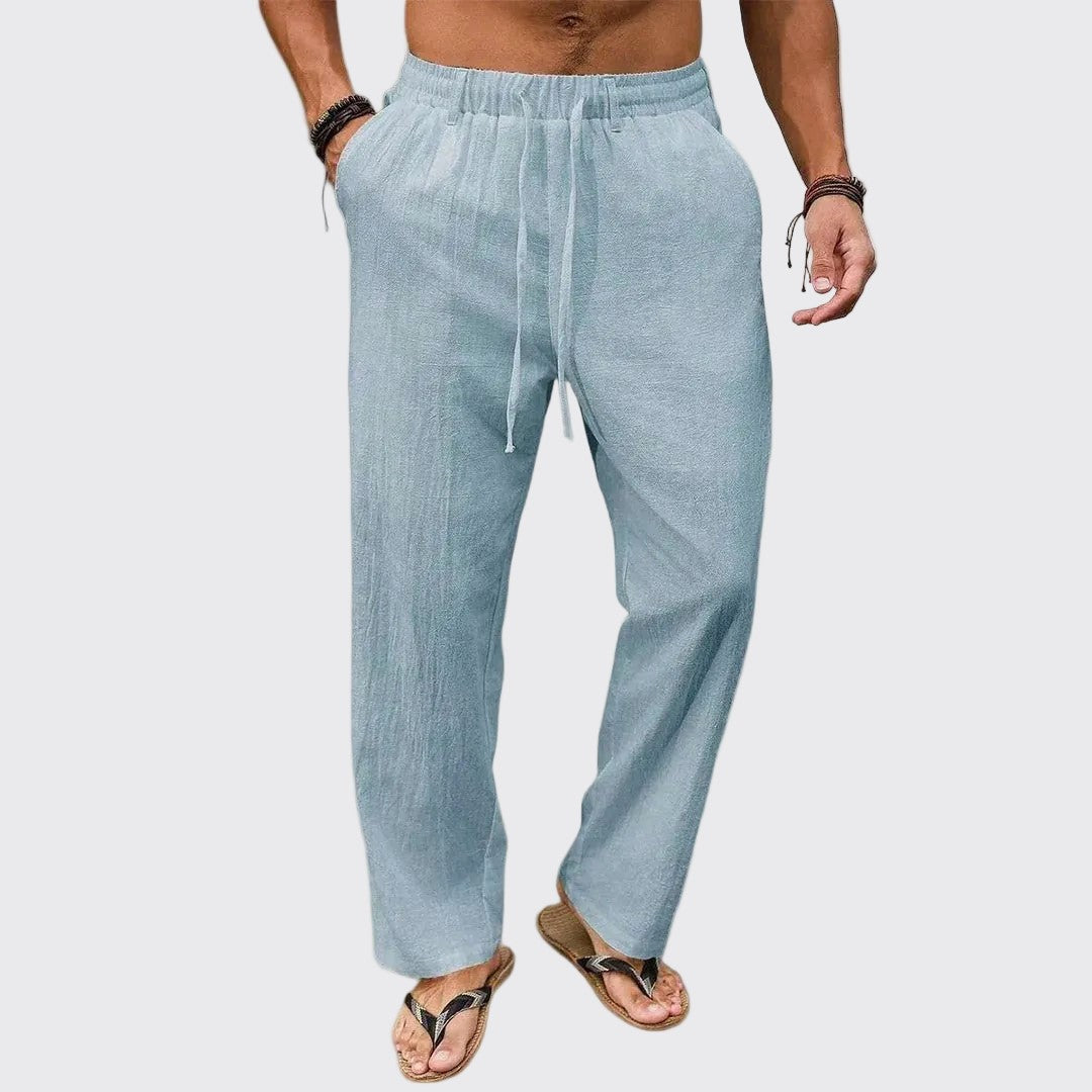Theodore - Men's Linen Drawstring Straight Leg Pants