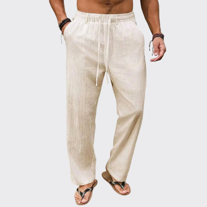Theodore - Men's Linen Drawstring Straight Leg Pants