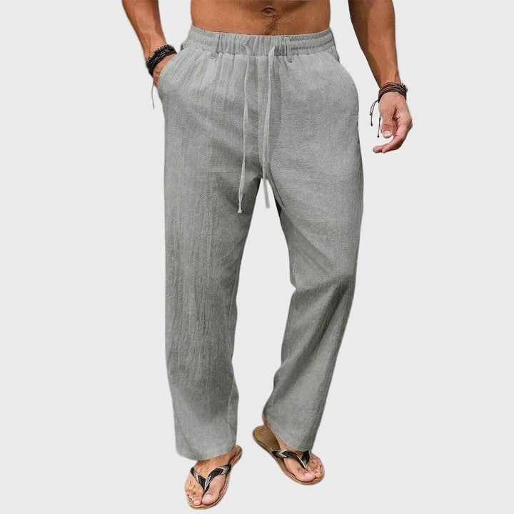 Theodore - Men's Linen Drawstring Straight Leg Pants