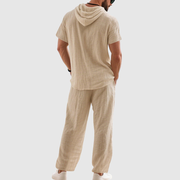Travis - Men's Linen-Blend Hooded Henley Set