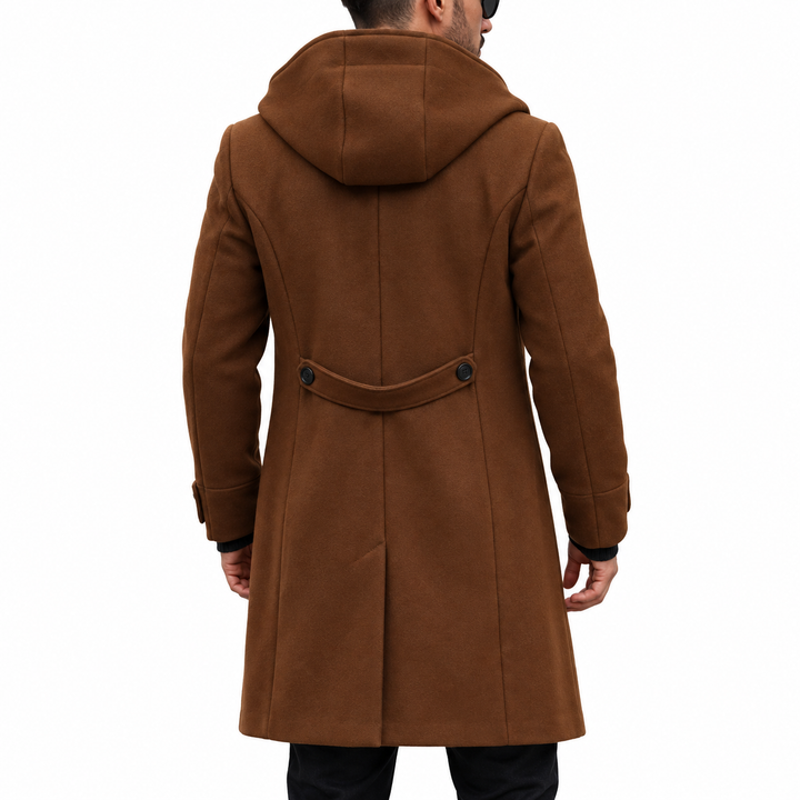 Travis - Men's Asymmetric Zip-Up Hooded Long Coat