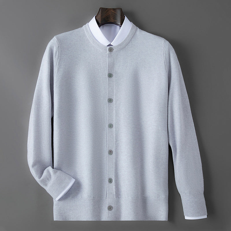 Travis - Men's Button-Front Crew Neck Knit Cardigan