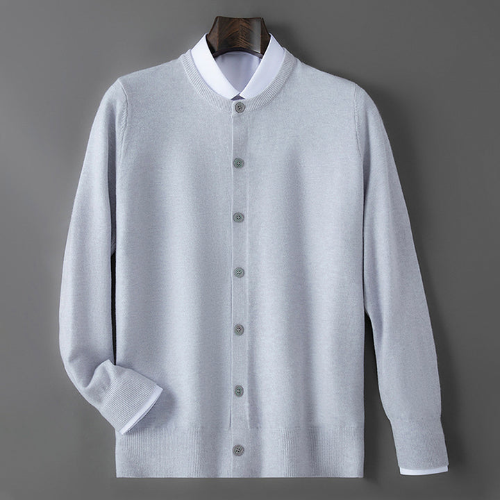 Travis - Men's Button-Front Crew Neck Knit Cardigan