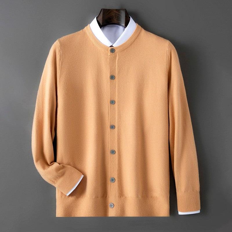 Travis - Men's Button-Front Crew Neck Knit Cardigan