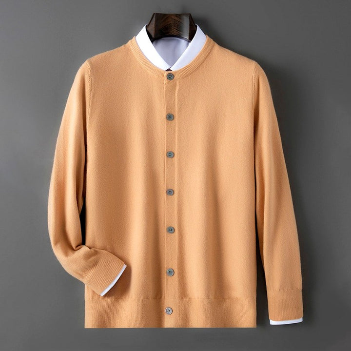Travis - Men's Button-Front Crew Neck Knit Cardigan
