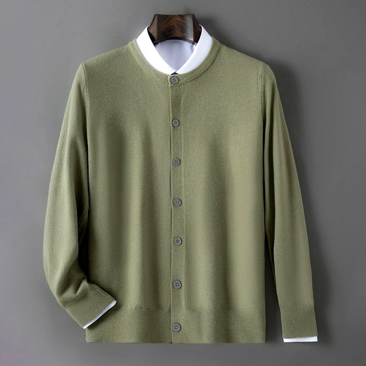 Travis - Men's Button-Front Crew Neck Knit Cardigan