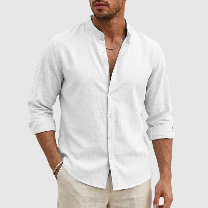 Trevor - Men's Long Sleeve Linen Button-Down Shirt