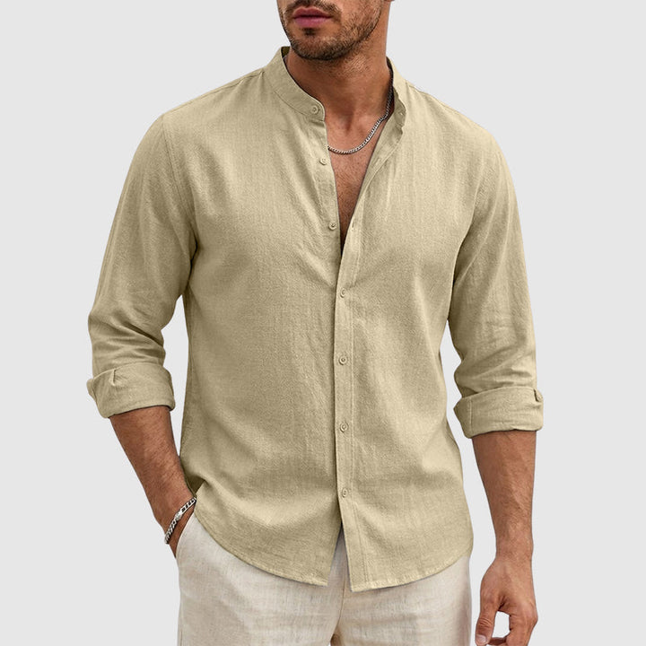 Trevor - Men's Long Sleeve Linen Button-Down Shirt