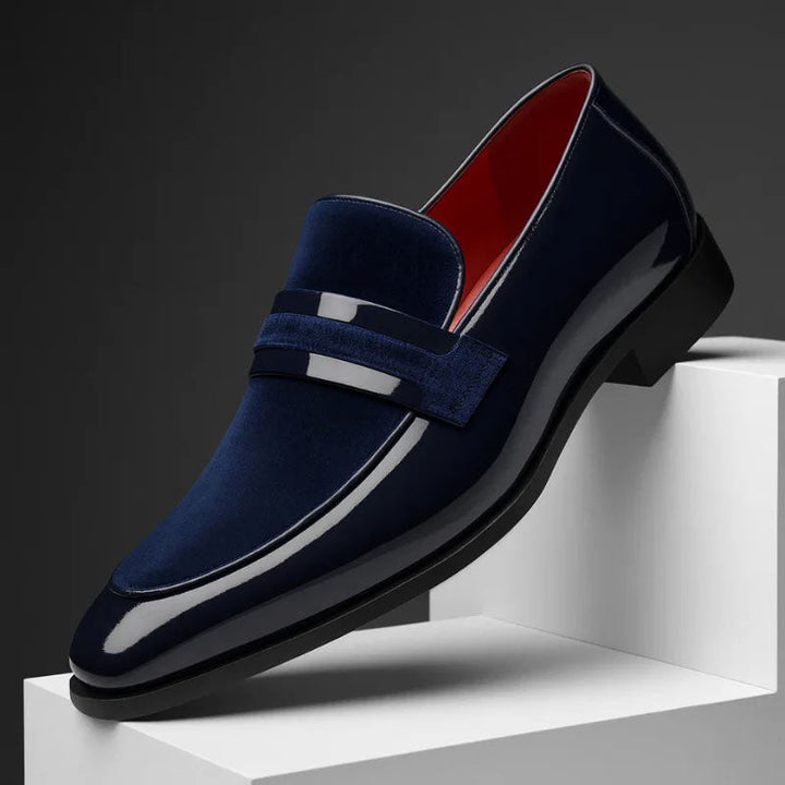 Tristan - Men's High-Shine Trim Velvet Tuxedo Loafers
