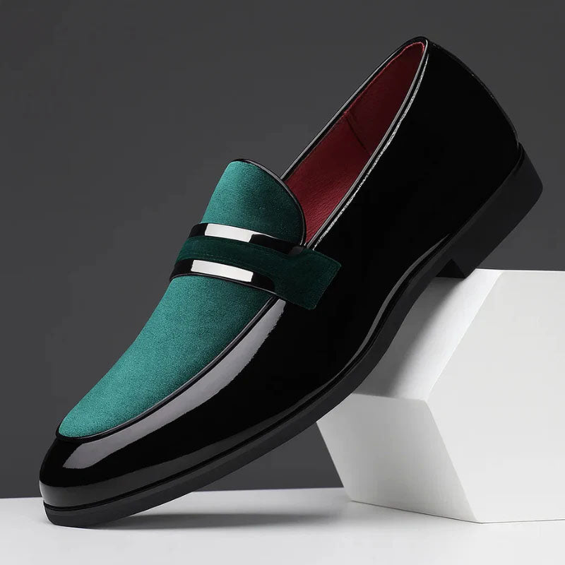 Tristan - Men's High-Shine Trim Velvet Tuxedo Loafers