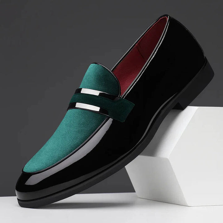Tristan - Men's High-Shine Trim Velvet Tuxedo Loafers