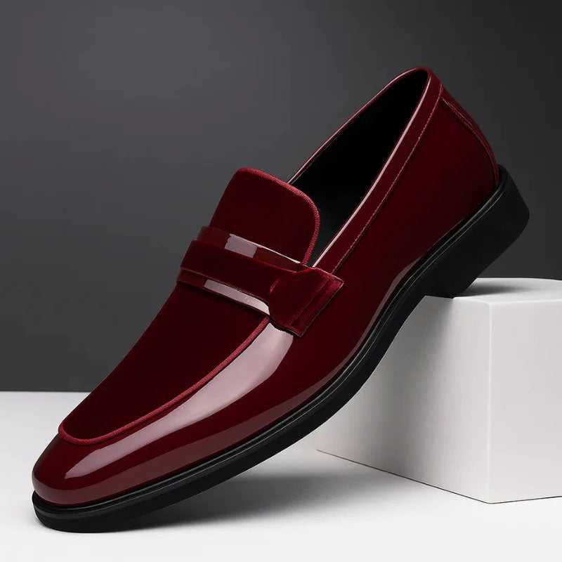 Tristan - Men's High-Shine Trim Velvet Tuxedo Loafers