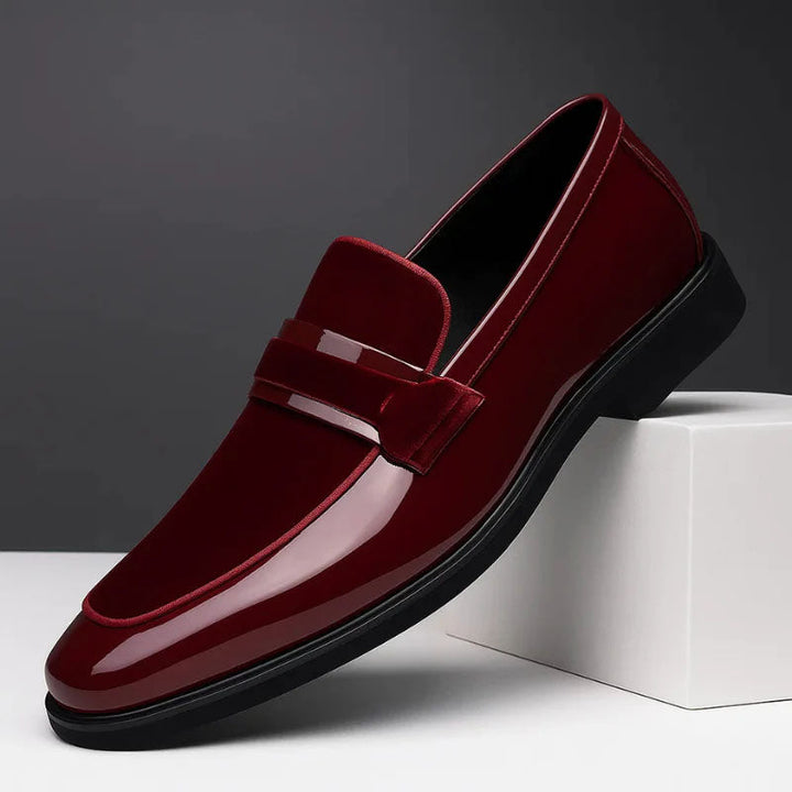 Tristan - Men's High-Shine Trim Velvet Tuxedo Loafers
