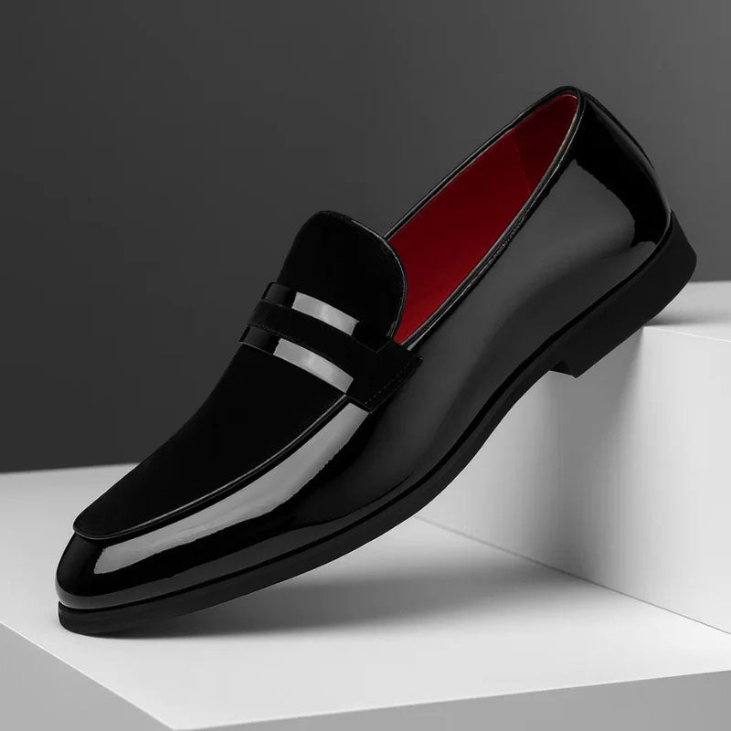 Tristan - Men's High-Shine Trim Velvet Tuxedo Loafers