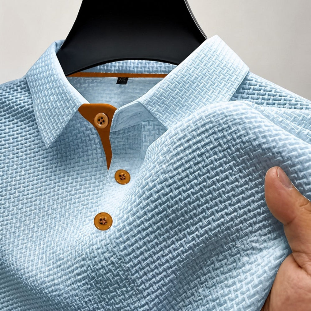 Tyler - Men’s Textured Short Sleeve Button Polo