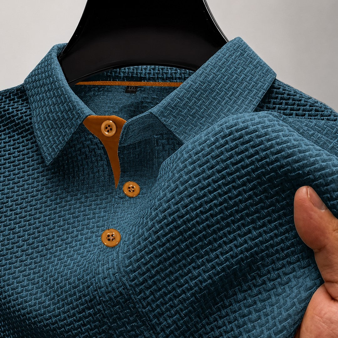 Tyler - Men’s Textured Short Sleeve Button Polo