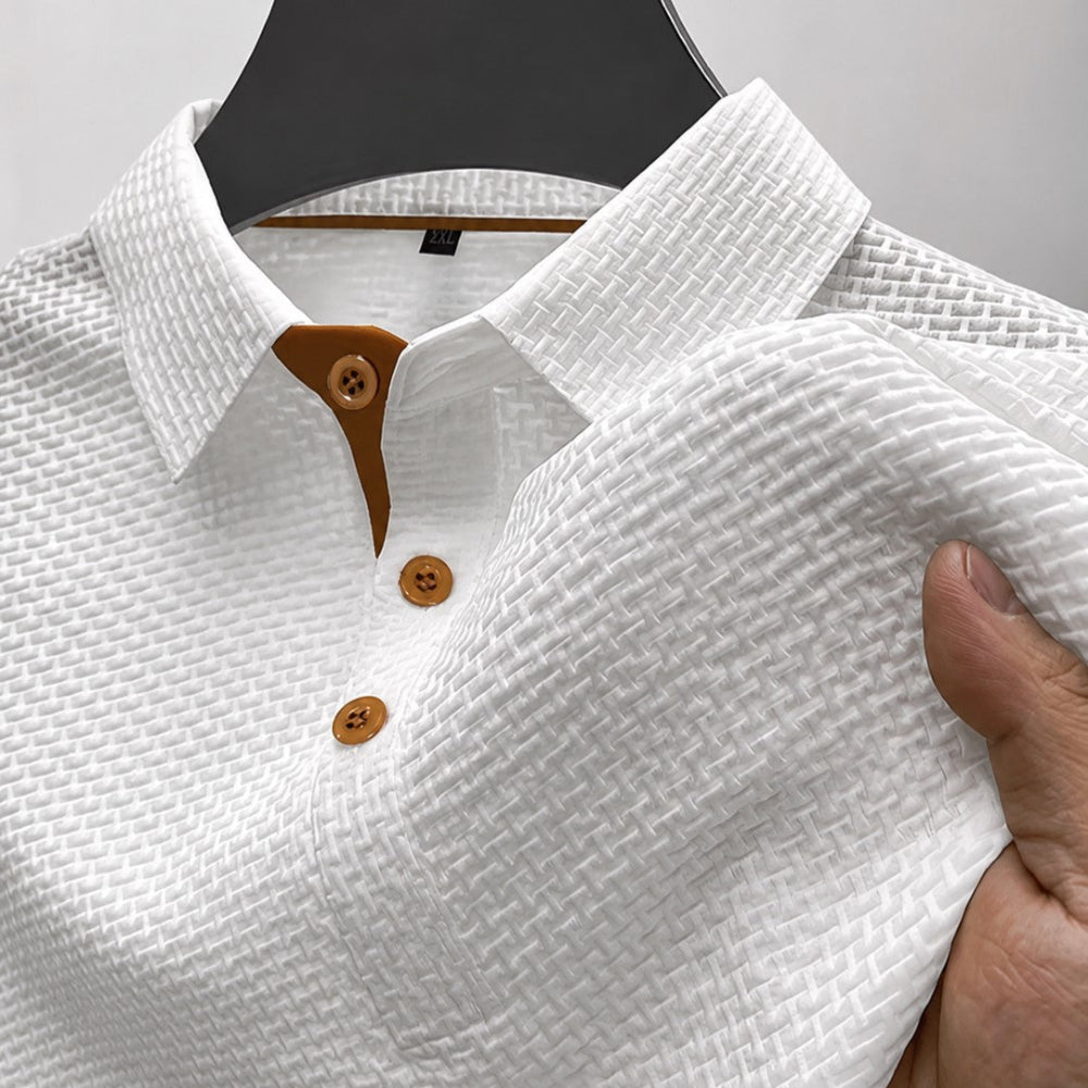 Tyler - Men’s Textured Short Sleeve Button Polo