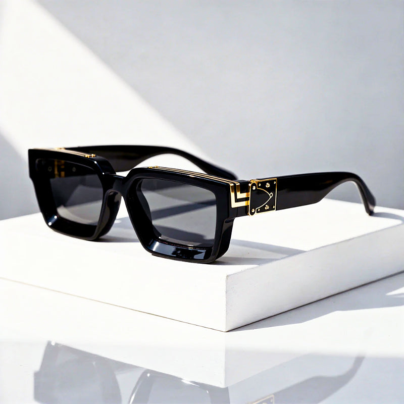 Vale - Retro Thick Frame Rectangle Sunglasses