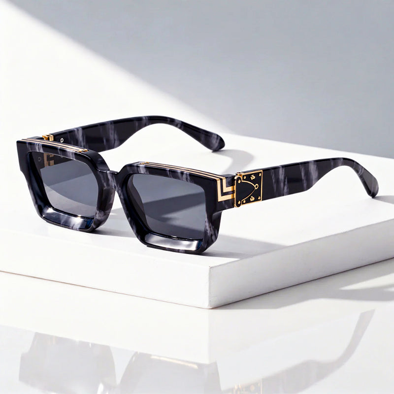 Vale - Retro Thick Frame Rectangle Sunglasses