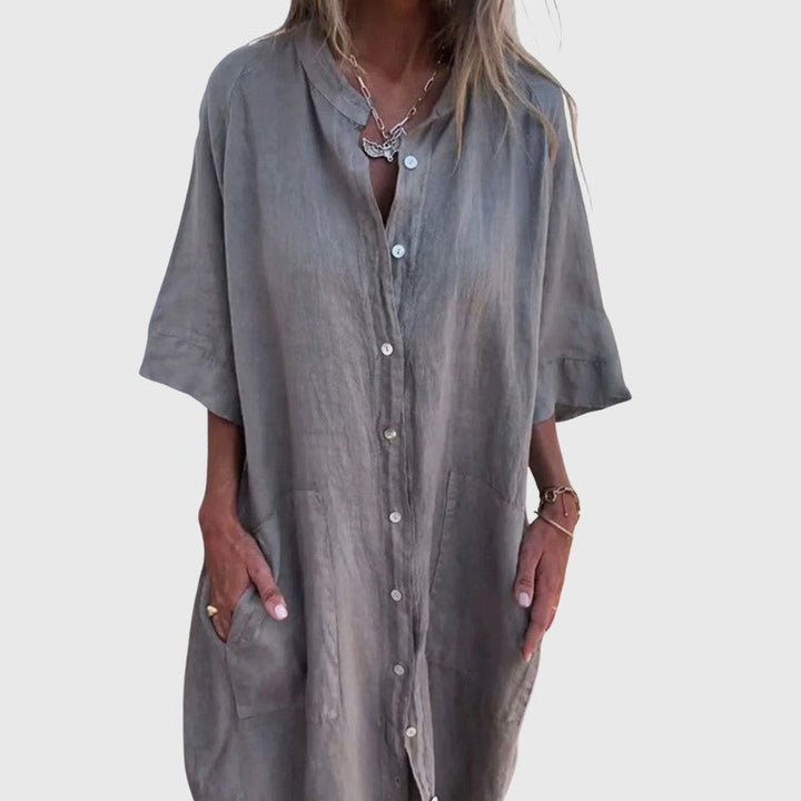 Clara Duval Button-Up Shirt Dress
