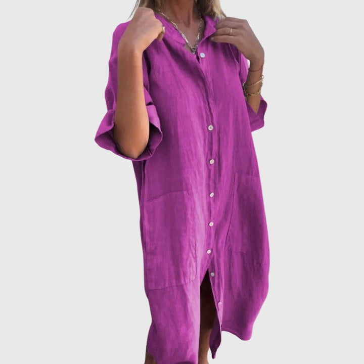 Clara Duval Button-Up Shirt Dress