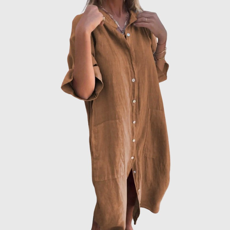 Clara Duval Button-Up Shirt Dress